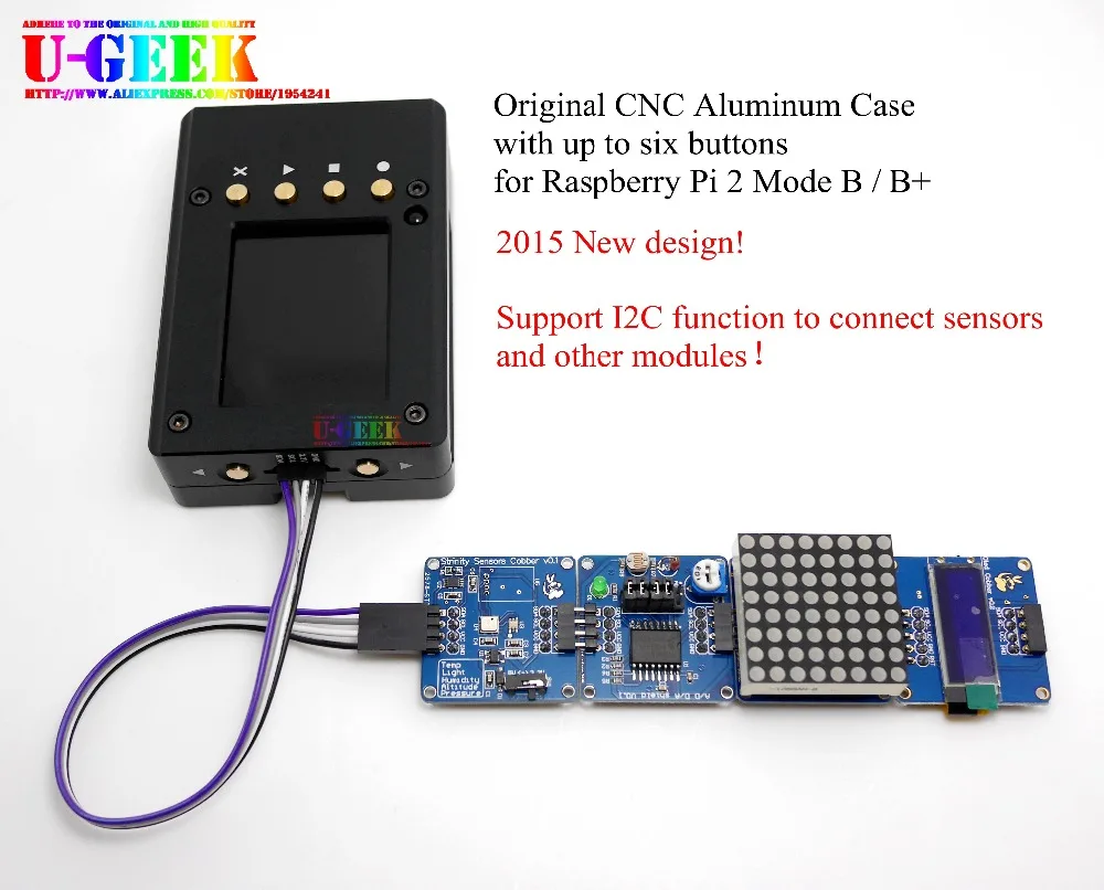 Поддержка I2C! Raspberry Pi 3 model b 2B 3B+ 4B металлический портативный комплект-чехол из алюминиевого сплава+ экран 2,2 дюйма+ винт