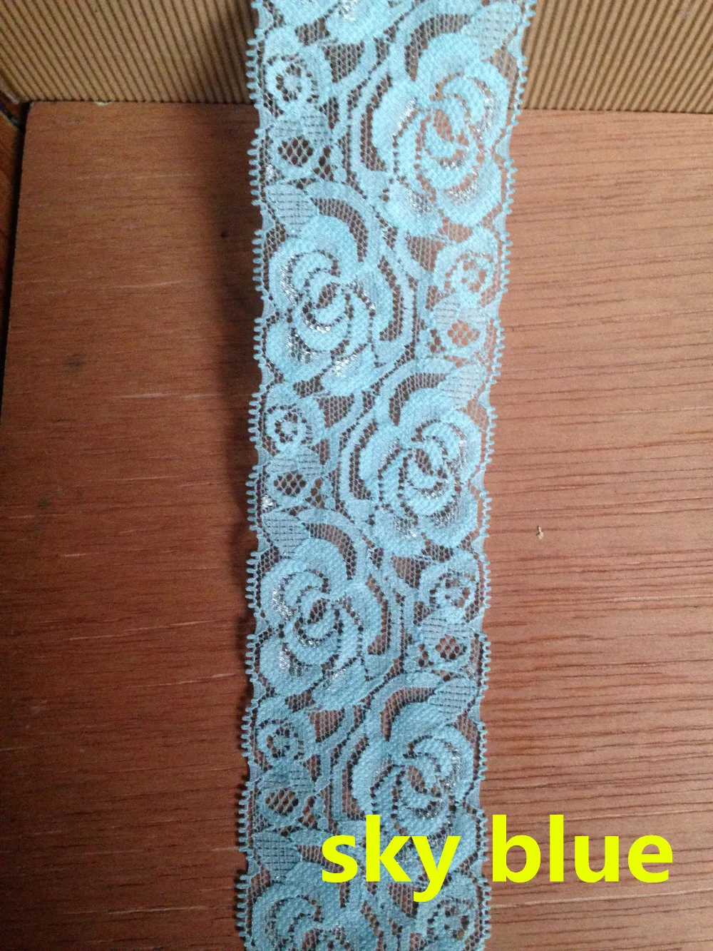 

10meter/lot 5.5cm width sky blue elastic stretch rose flower lace DIY sewing costume,wedding bridal lace ,headband,garter