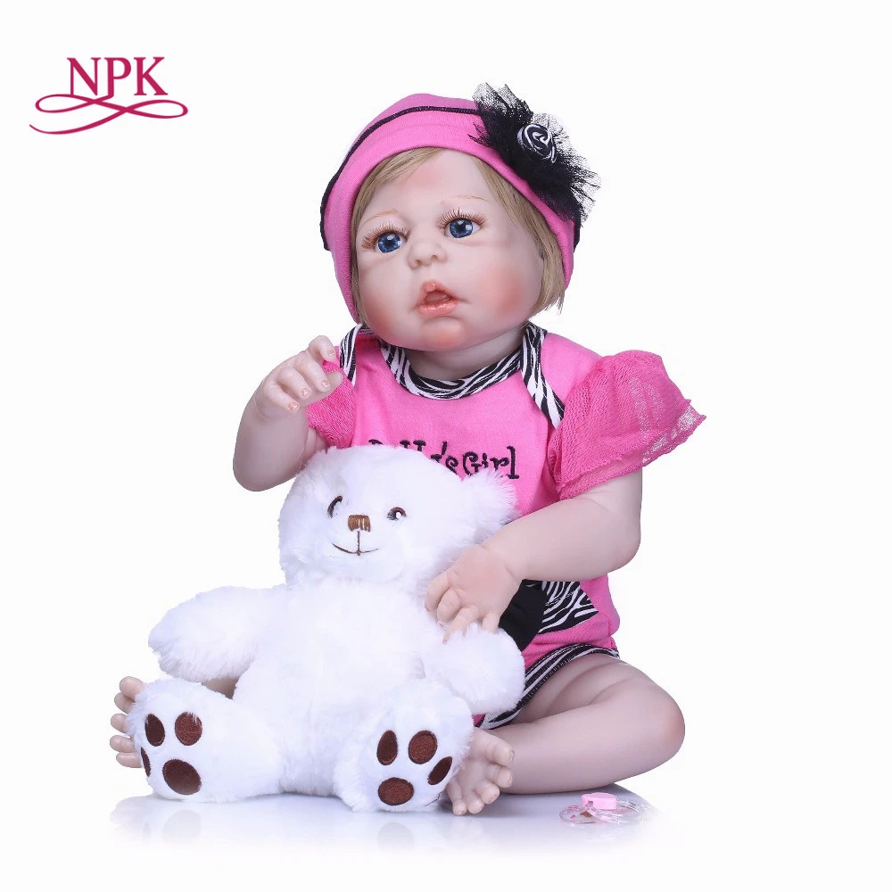 

NPK 23" Fashion brand girl doll reborn full body silicone vinyl can enter water bath doll toys girls bebe gift reborn realista