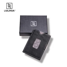 Супер тонкий маленький мужской кошелек, Гарантированная коровья кожа, модный простой тонкий кошелек с зернистой текстурой личи, органайзер для карт