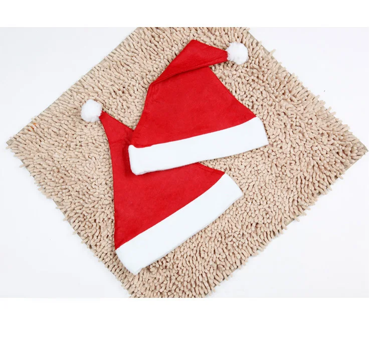 1 piece christmas hats red color Non-Illuminated new Year decoration cloth Material 28cmX35cm Santa Clause navidad caps Festival