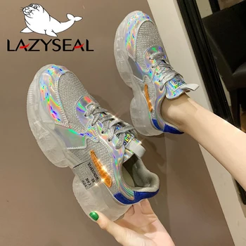 

LazySeal Height Increasing Platform Ankle Boots Shoes Woman Air Mesh Running Shoes For Women Sneakers 2019 New Ladies Footwear