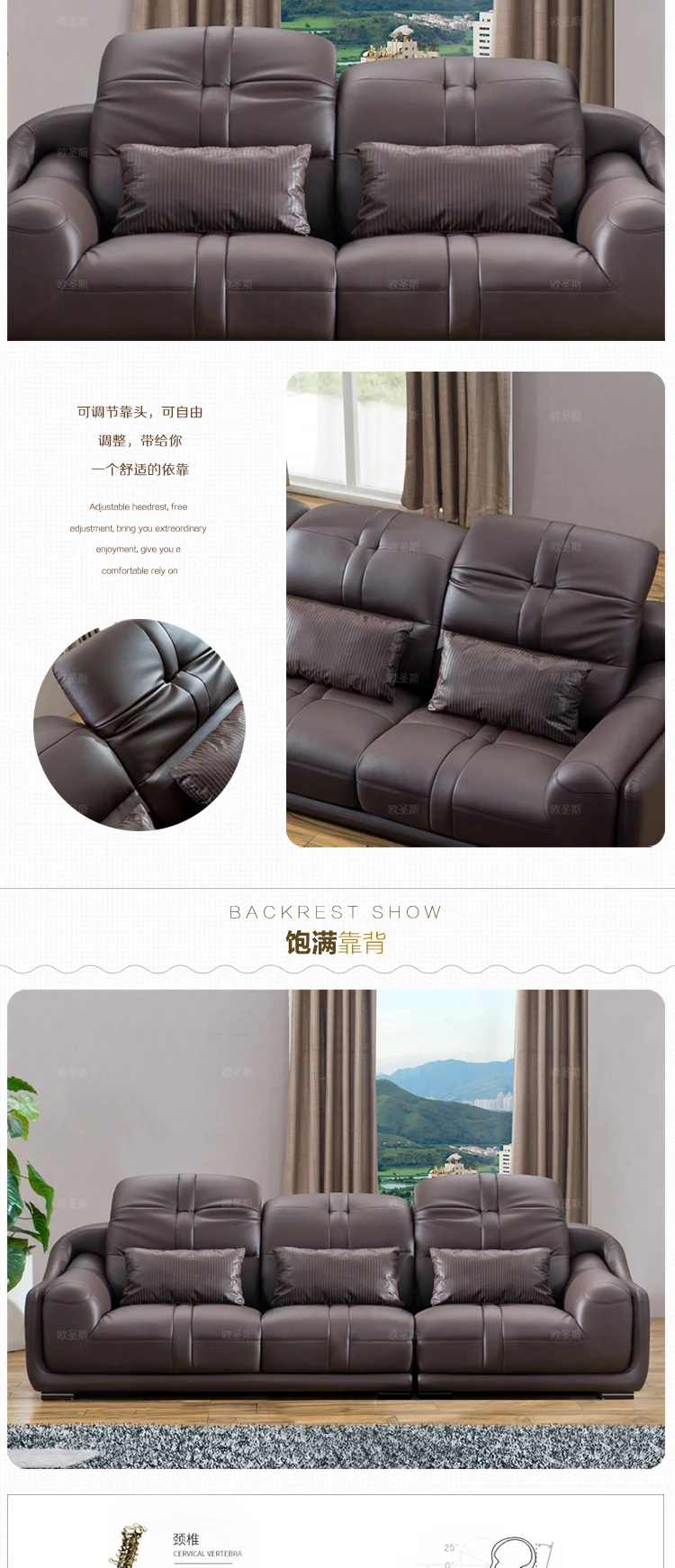 New Model Modern Italy Genuine Real Leather Sectional Latest Corner