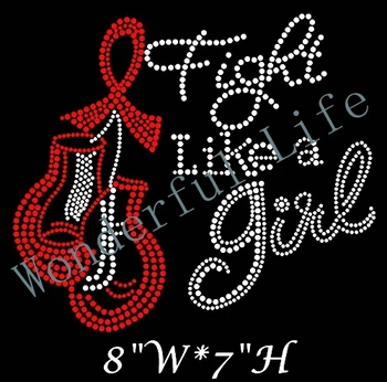 

Wonderful Life free shipping Fight Like a Girl And Boxing Gloves Hotfix Motif Rhinestone Transfers For Beautiful Girl's T-shirt