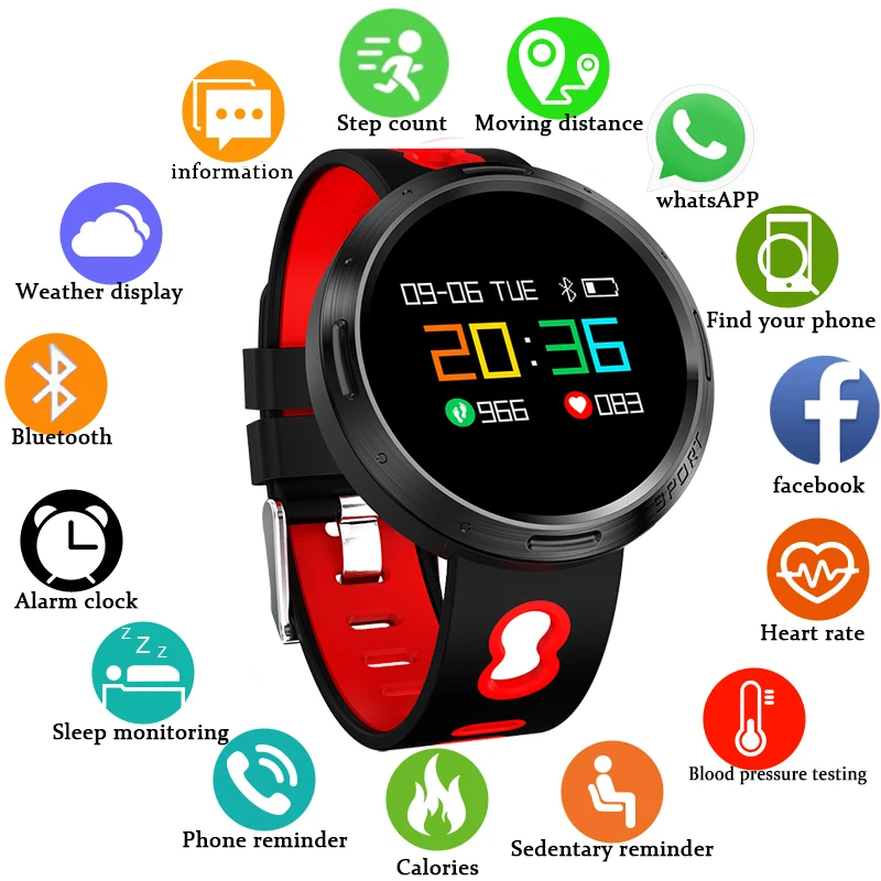 BANGWEI Smart Sport Watch Bluetooth Connection Smart Watch Men Blood Pressure Heart Rate Monitoring LED Screen Message Reminder