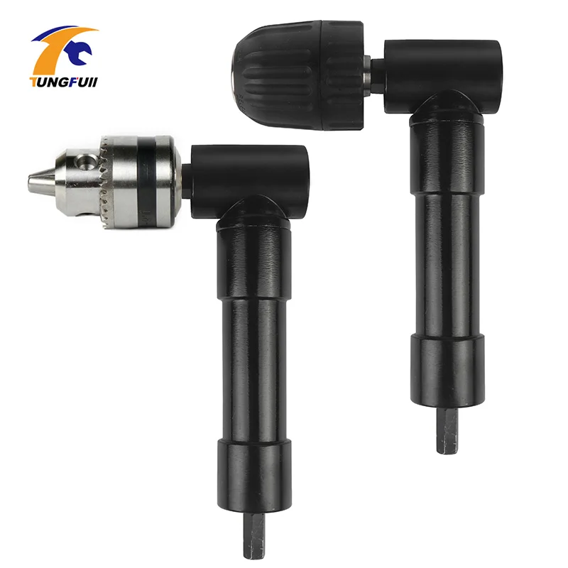 Koop 90 Graden Haakse Adapter Keyless Chuck Elektrische Boor Adapter Elektrische Power Draadloze Boor Attachment Hoek Rotary Gereedschap