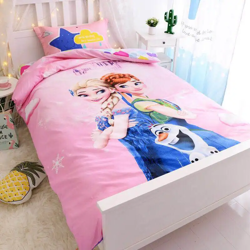 Disney розовый Замороженный Эльза Анна 3D комплект постельного белья пододеяльник простыня наволочки для девочек декор в спальню двуспальная односпальная кровать 1,2 м