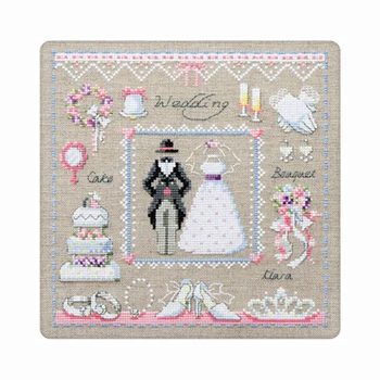 

Western style wedding dress linen embroidered cloth [wedding] romantic love New Cross Stitch Kit 14ct counted cartoon stitching