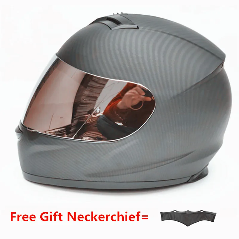 

Carbon Painting Motorcycle Helmet Full Face Helmet Male Electric Car Helmet Female four season with removed warm neckerchief