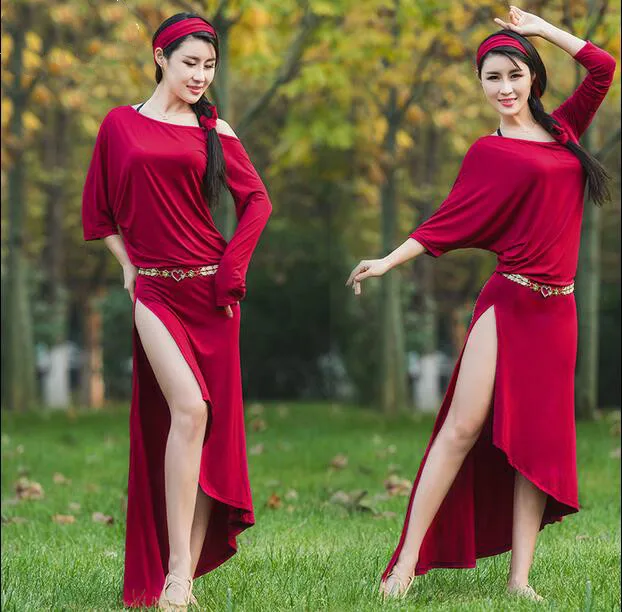 

Sexy Women Soft modal Belly Dance Costume Oriental Dancing Clothing dress+headband for Womens belly dance wear DW053