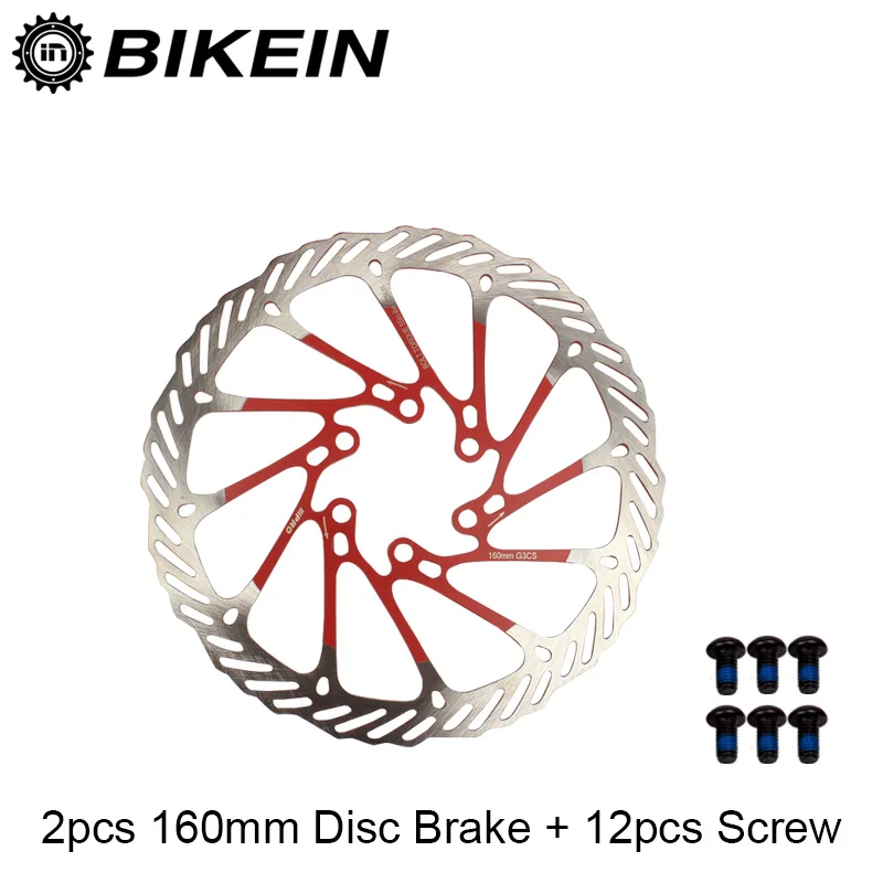

BIKEIN 1 Pair Stainless Steel G3 160mm Mountain Bike Disc Brake Rotor For Avid MTB Bicycle Hydraulic Disc Brake Pads With Screws