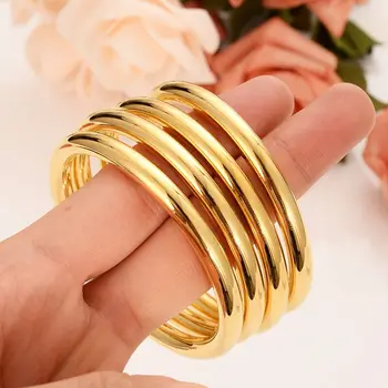 

Four Pieces SETS Wholesale Fashion Dubai Glaze Bangle Jewelry 18 K Fine Yellow Gold Filled Dubai Bracelet