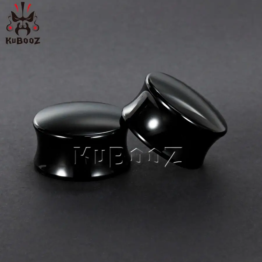 KUBOOZ Серьги Для Пирсинга Ушей, акриловые пробки для седла, тоннели, черные, белые украшения для тела, серьги, расширитель, модное кольцо, 2 шт - Окраска металла: black