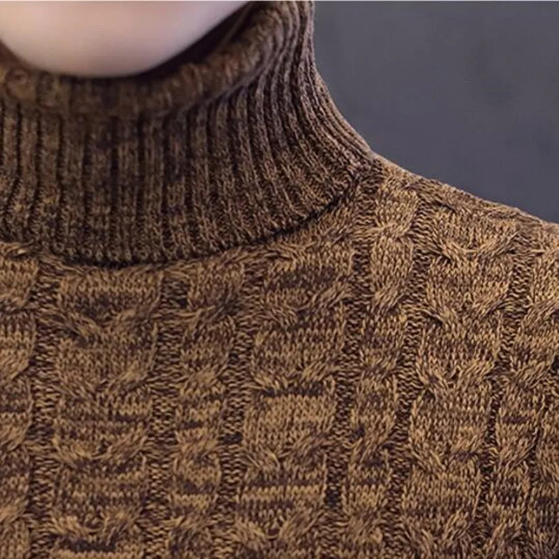 2019 Men's Turtleneck Solid Color Casual Sweater Autumn Winter Men's Sweater Man Slim Fit Brand Knitted Pullovers XXXL