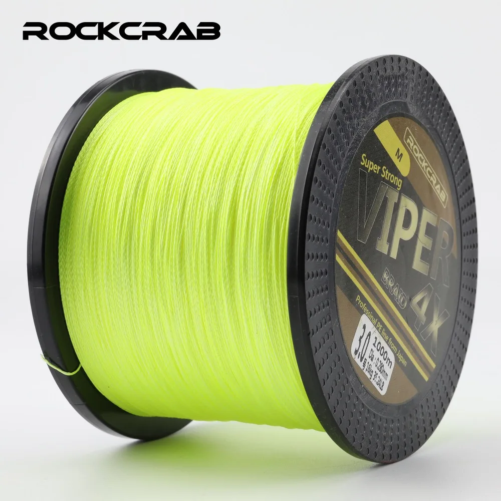 

RockCrab Viper X4 Series 1000M 1093Yards 8-66LB 4 Strands Multifilament PE Braided Fishing Line Brand Fishing Line