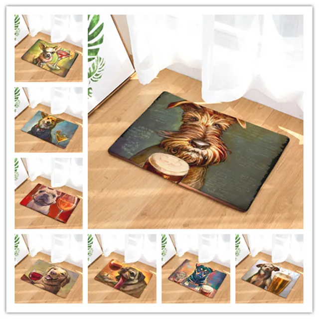 US $5.10 New Doormat Carpets Personality oil painting dog Print Mats Floor Kitchen Bathroom Rugs 40X60or50x8