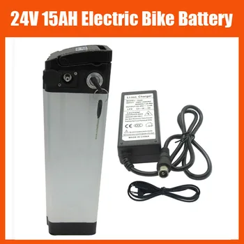 

24V silver fish battery 350W 24Volt 15AH Lithium Electric bike battery with 29.4V 2A charger and 15A BMS Top discharge