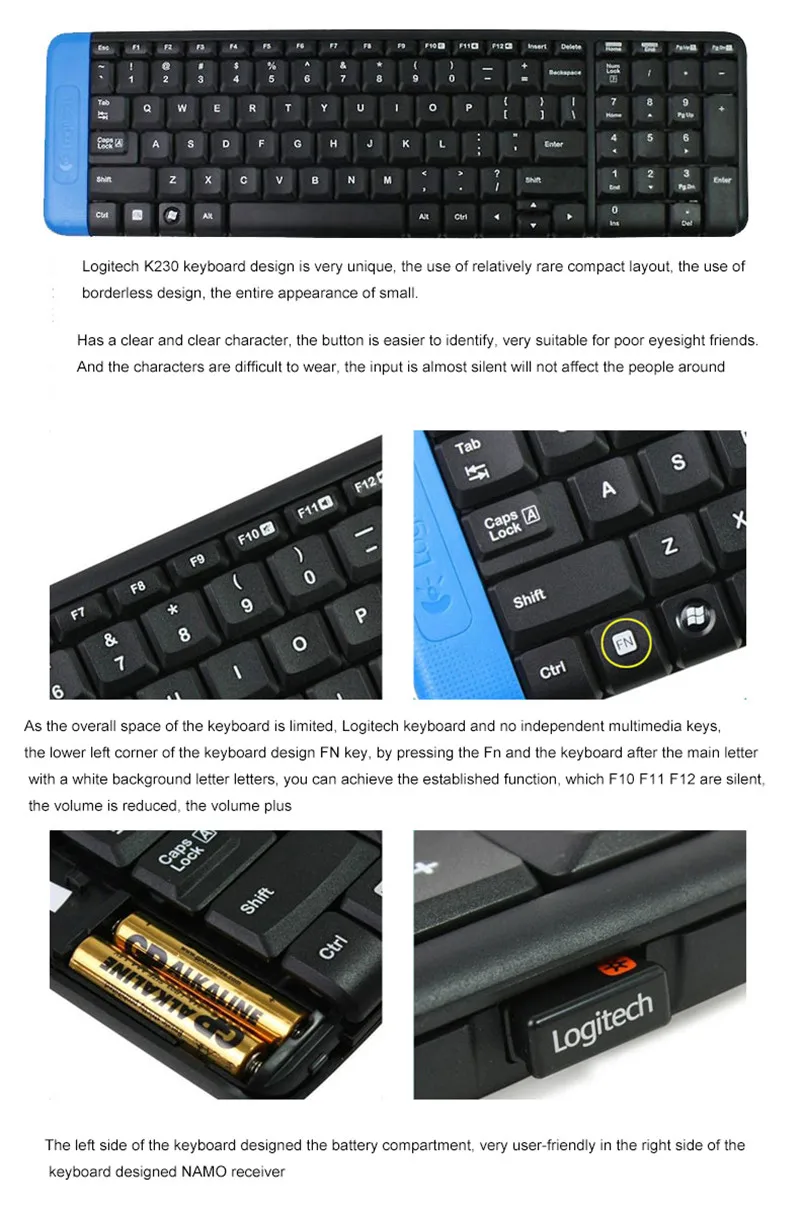 Клавиатура logitech K230-новая Неоткрытая-Беспроводная-Unifying