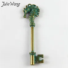 Julie Wang 10 Uds Vintage caballo de mar en forma de llave de Zinc colgantes de aleación COLLAR COLGANTE de joyería de moda DIY accesorios de Metal