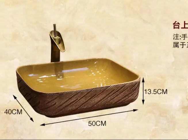 Ванная комната фарфоровый туалетный столик текстура древесины сосуд Раковина керамический Счетчик Топ Ретро стиль умывальник XR26-264