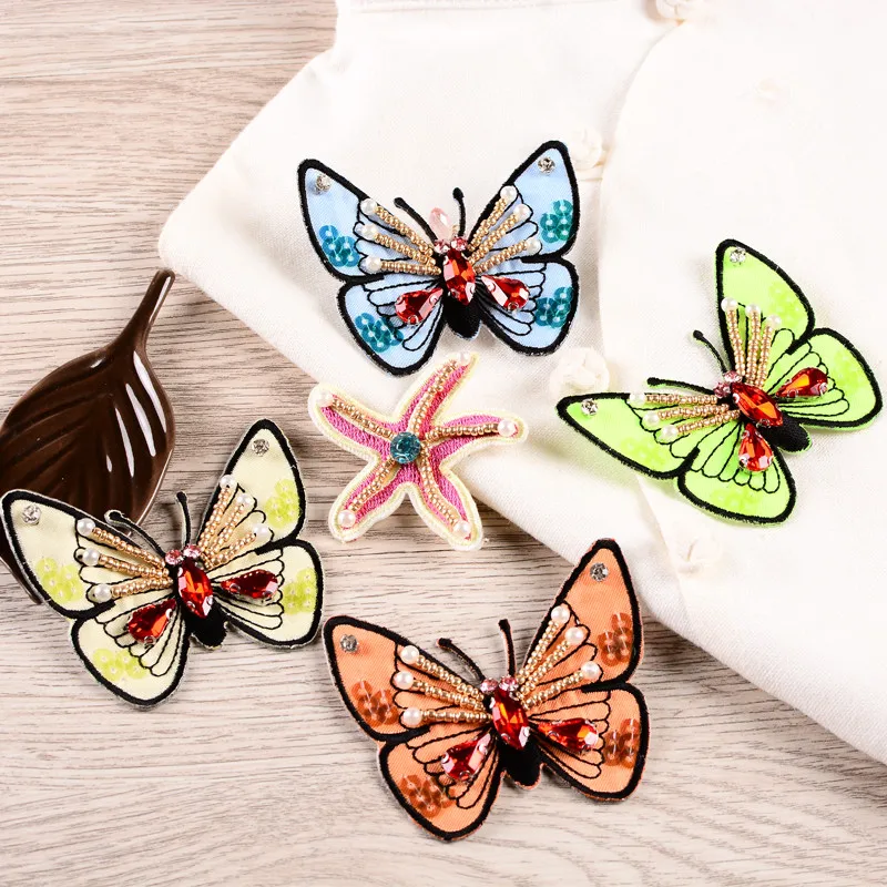 

Rhinestone butterfly Beaded Crystal Patch for Clothing Sewing on Kids Women motif applique decoration patch accessories Badge