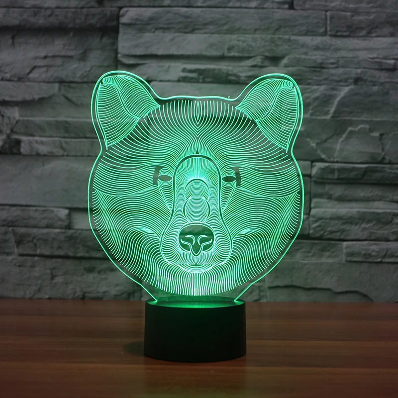 3D визуальная Оптическая иллюзия Красочный Светодиодный настольный светильник с сенсорным животным медведем ночник Рождественский шалость подарки Романтический праздник