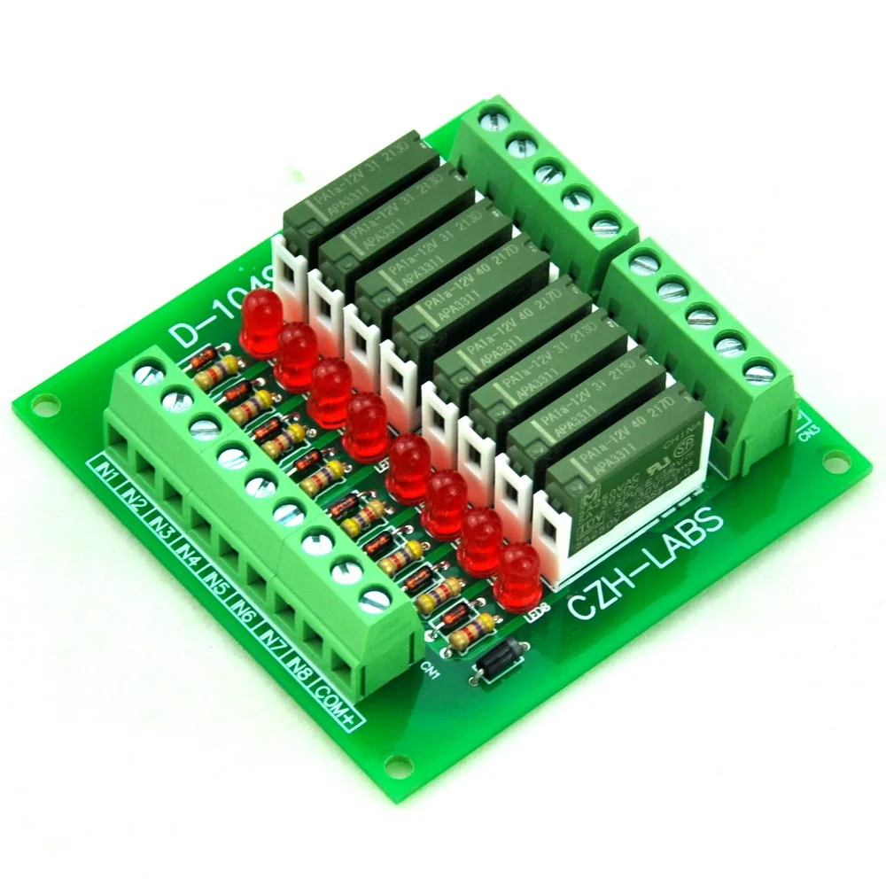 

Slim Panel Mount DC12V Sink/NPN 8 SPST-NO 5A Power Relay Module, APAN3112