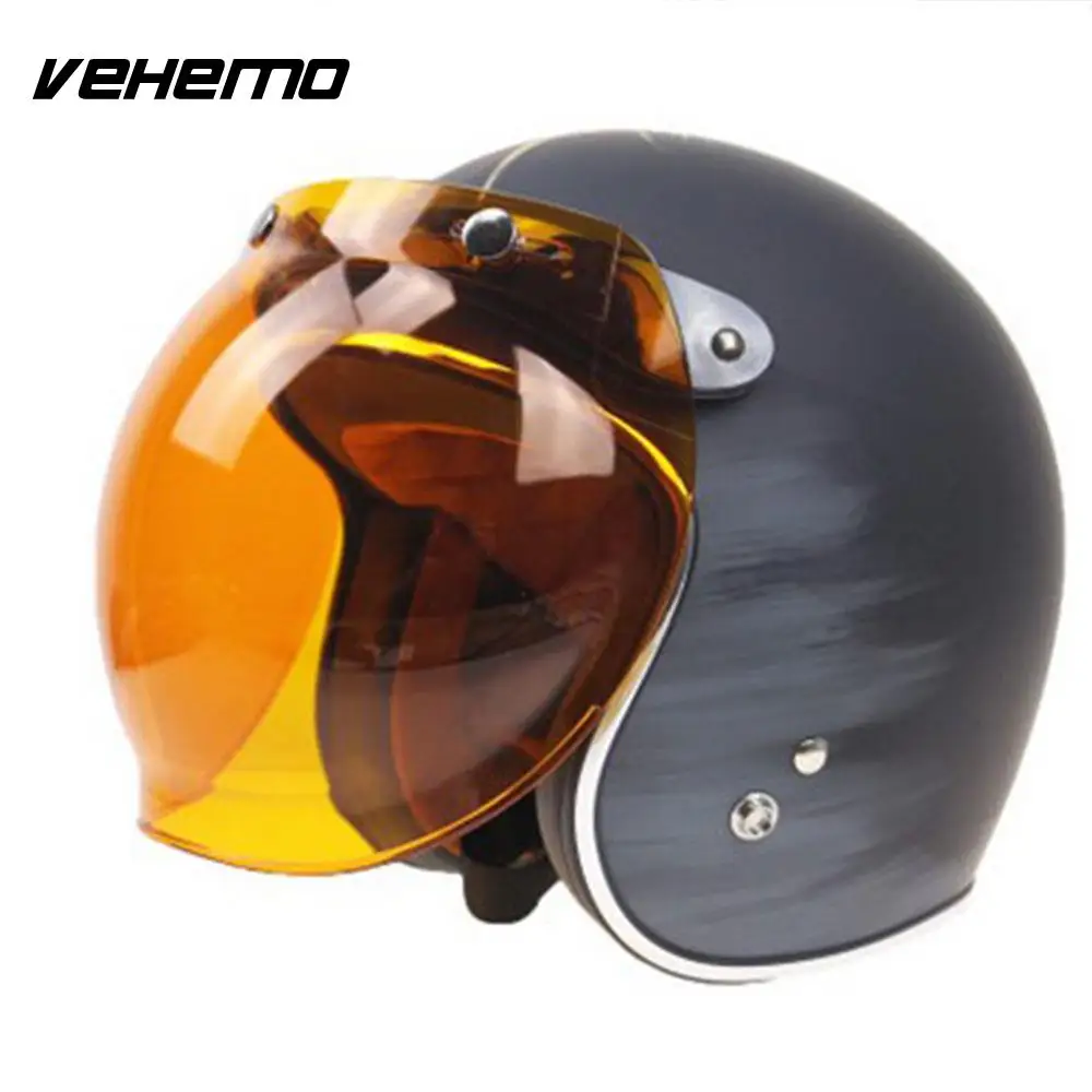 

Motorcycle Motorbike Flip Down Retro Helmet Bubble Shield Mirror Lens Base