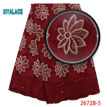 

African Lace Fabric 2019 High Quality Lace Voile Lace Fabric New Design Swiss Voile Stones Lace Switzerland Add Stones YA2672B-5