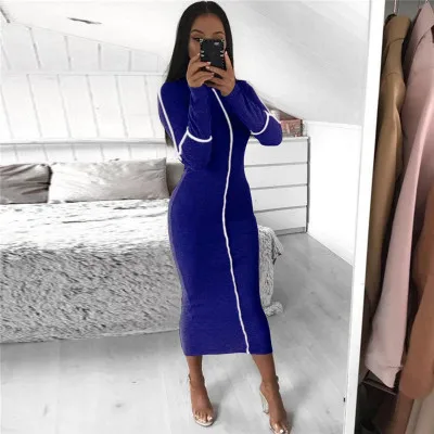 Simenual Casual Bodycon Women Long Dress Fashion Full Sleeve Striped Patchwork Dresses Fashion Turtleneck Ladies Skinny Dresses Simenual Casual Bodycon Women Long Dress Fashion Full Sleeve Striped Patchwork Dresses Fashion Turtleneck Ladies Skinny Dresses