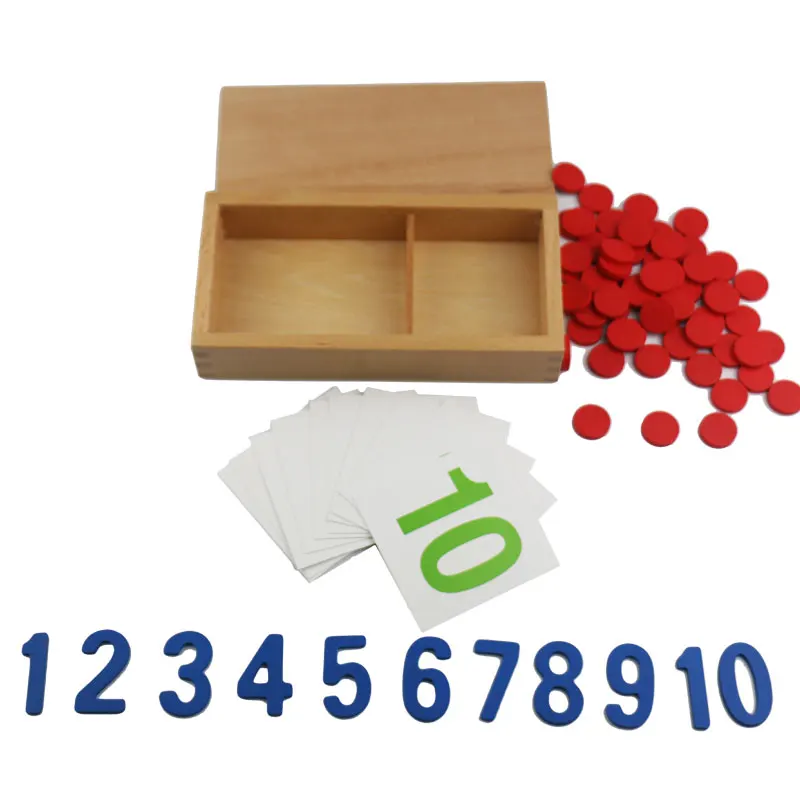 Wooden Montessori Math Toys Wooden Box Numbers And Chips Educational Early Learning Toys For Children Juguetes Brinquedos E2464Z