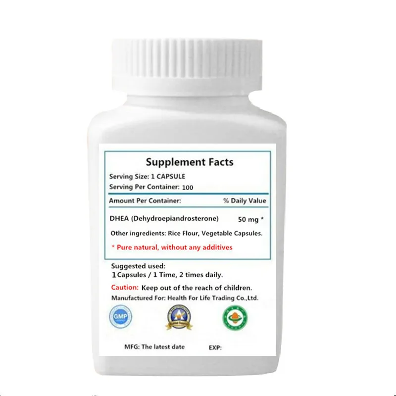 DHEA(дегидроэпиандростерон) 50 мг упругой мужской т-для женщин и мужчин-здоровая поддержка старения-100 Шапки