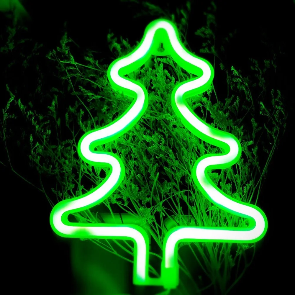 Рождественская елка неоновые вывессветодио дный светодиодные декоративные ночные огни Настенный декор для детской комнаты Рождество День рождения Свадьба домашний Декор лампа