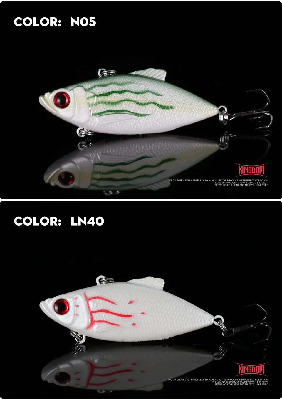 Kingdom Fishing Lures 50m 5.6g, 65mm 10.5g Crankbaits Fishing Small Leaves VIB Vibration Fishing Bait Tackle VMC Hook Hrard Lure (8)