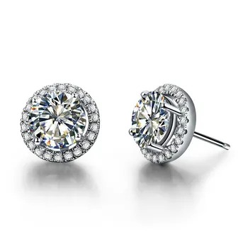 

0.5Ct/piece Classic Design Diamonds Women Earrings Stud Sterling 925 Silver White Gold Color Jewelry Engagement