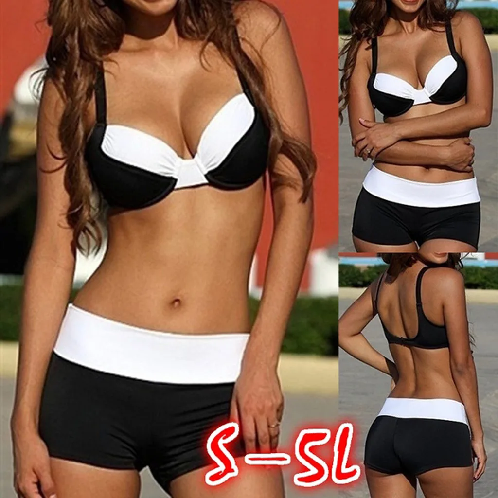 

Women Plus Size Print Tankini Swimjupmsuit Swimsuit Beachwear Push-Up Bikini Set Spaghetti Strap Swimwear Bikini 2019 Mujer