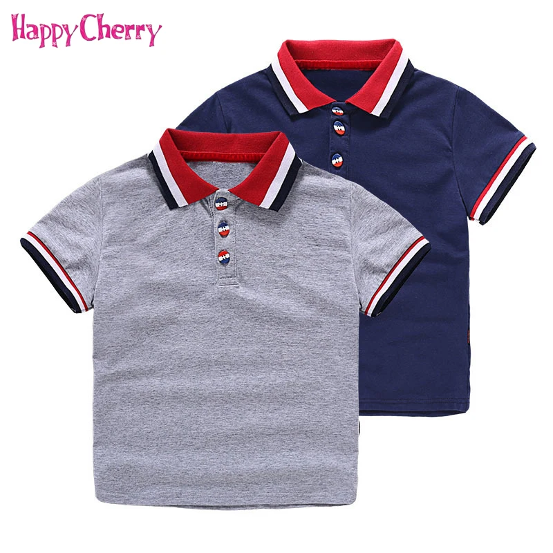 

Children Short Sleeve Uniform Polo Shirts 2018 Summer Boys School Clothing Toddler Kids Casual Blue Tops Shirts for 3-8 Years