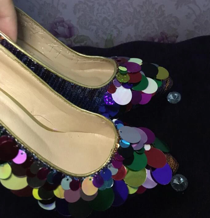Pompes Dames Multi De Pic Femmes Bling As Printemps Chaussures Robe Ronde Chaton Cousu Mariage Paillettes Talons Zapatos Coloré Hauts qXHcZz