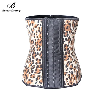 

Lover Beauty Plus Size Latex Leopard Comfortable Patterned Waist Cincher 4 Steel Bones Slimming Corset Body Shaper Shapewear-B