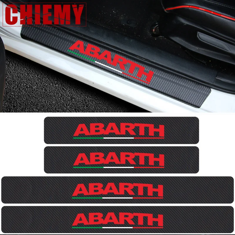 

Car Styling Abarth 4pcs Italy Flag stickers Carbon Fibre car door sill protector sticker for Fiat Viaggio Punto 124 125 500