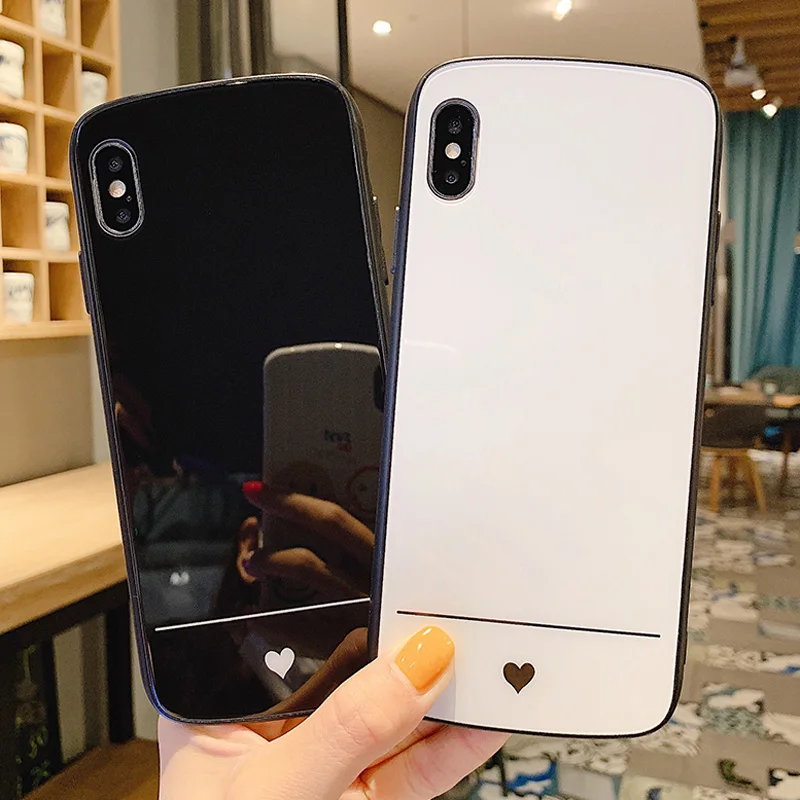 

Moskado Luxury Glass Phone Case For iPhone 6 6s 7 8 Plus X XS XR XS Max 10 Cute Love Heart Lines Tempered Glass Back Cover Coque