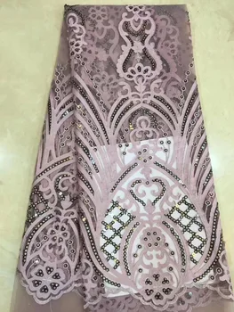 

Pink African Lace Fabric 2019 Embroidered Nigerian Laces Fabric Bridal High Quality French Tulle Lace Fabric For Wedding Party