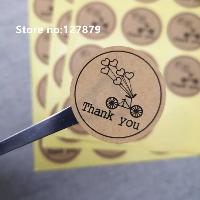 

120Pcs 38mm 3.8cm Thank You Bicycle Heart Handmade Cake Packaging Sealing Label Kraft Sticker Baking DIY Work Gift Box Stickers