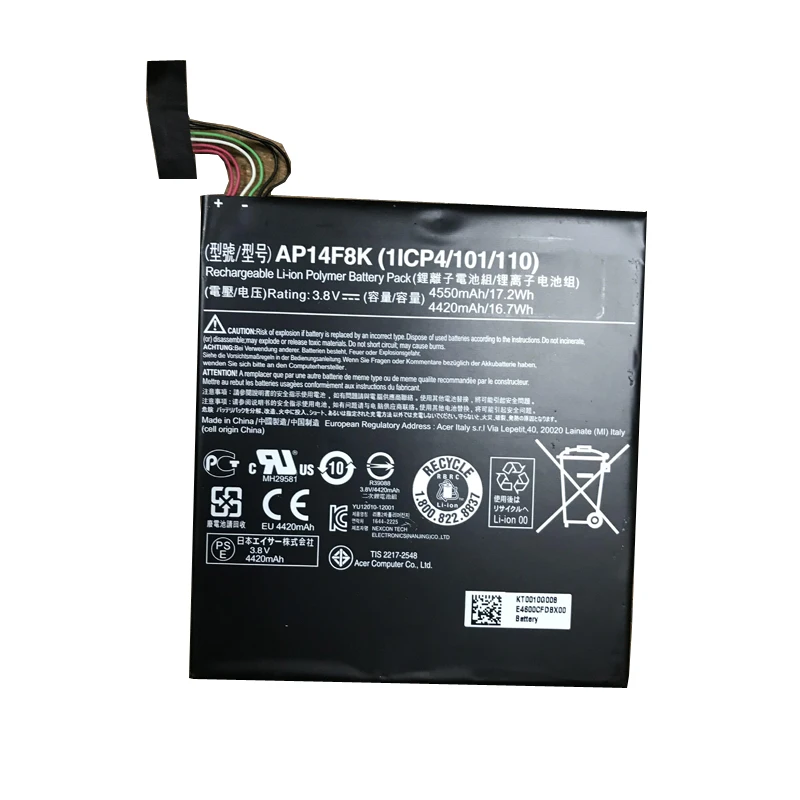 

4550mah AP14F8K Battery for Acer A1-840 A1-850 A1-860 B1-810 B1-820 B1-830 B1-850 WiFi 16GB batteries