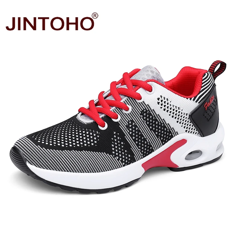 Бренд JINTOHO, женская спортивная обувь для бега, дышащие женские кроссовки, уличные спортивные кроссовки для женщин, женские кроссовки - Цвет: black white