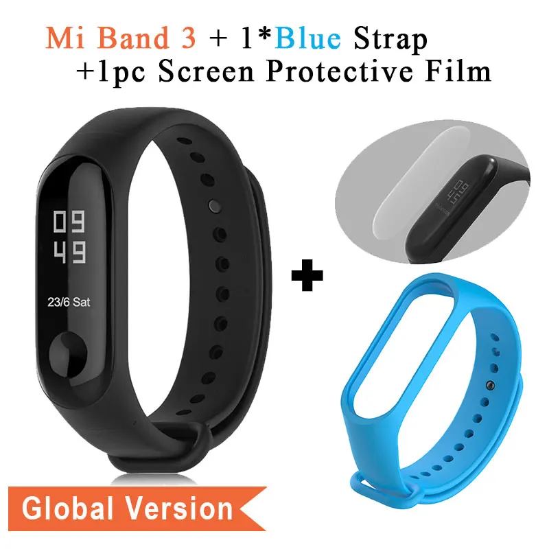 Xiaomi mi браслет 3 глобальная версия здоровье браслет mi Band 3 Смарт-Браслет фитнес-браслет отслеживание активности умный Браслет - Цвет: plus Blue Strap