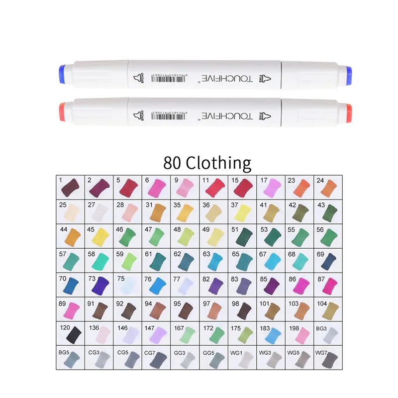 WHITE-80CLOTHING TOUCHFIVE 168 цветов художественные Маркеры Набор ручек с двойной головкой ручка для рисования манга маркер для окрашивания выдвижных ящиков поставки Студенческая ручная краска - Цвет: WHITE-80CLOTHING