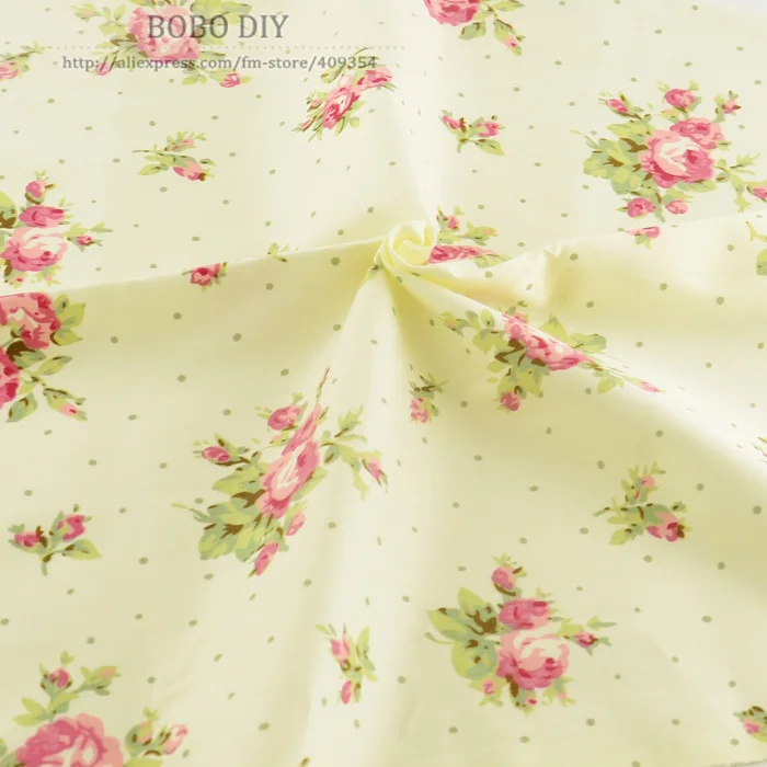 Teramila изысканные большие цветы напечатаны хлопок бежевый ткань для одежды платье постельное Тильда Ткань квилтинг 160 см x 100 см