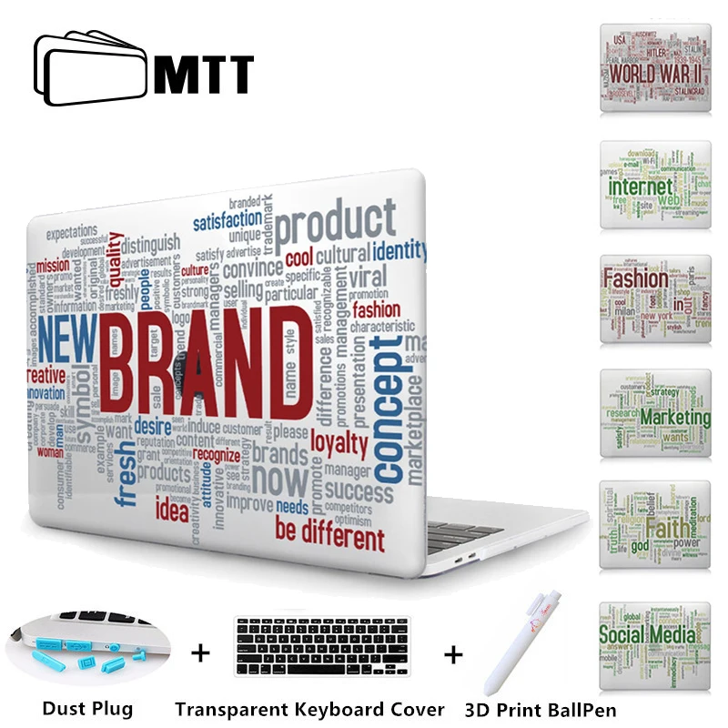 

MTT Vocabulary Gather Case Cover For Apple Mac book Air 11 12 Pro 13 15 with Retina Touch Bar laptop bag for Macbook Air 13 Case