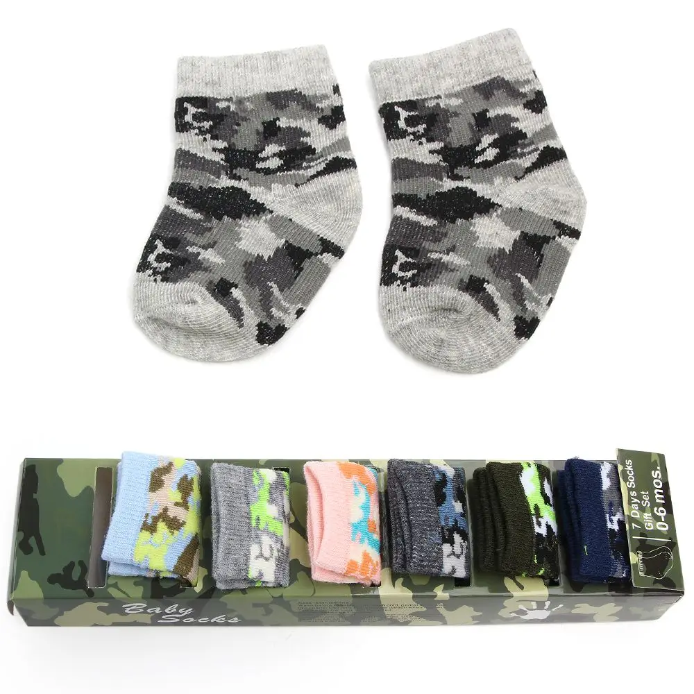 7 пар/se, носки для маленьких мальчиков и девочек носки унисекс для новорожденных, носки в подарочной коробке, Детские хлопковые носки с низким вырезом - Цвет: E